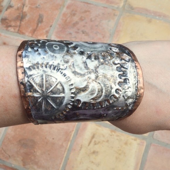 Steampunk Gladiator Spartan Copper Cuff Solid Copper Unisex Armor Bracelet - Picture 1 of 7